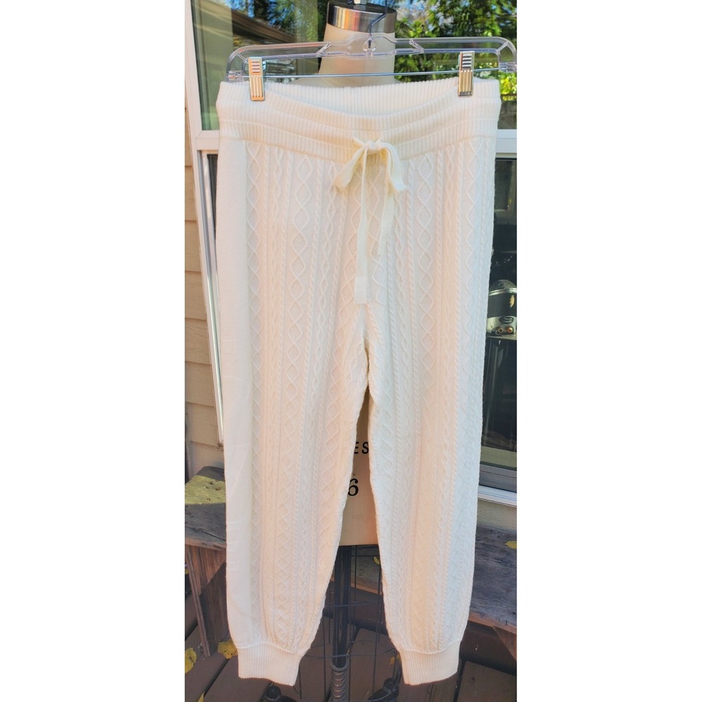 Spiritual Gangster Cable Knit Jogger Pants in Cream - Size XS